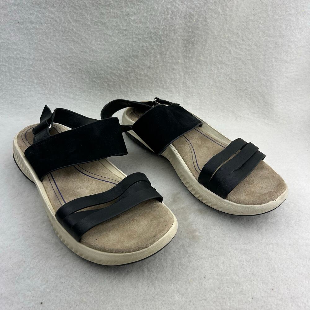 Bionica Womens Sandal Black Adjustable Low Wedge Strappy Comfort Size 9M